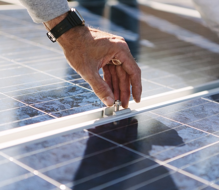 Solar panels with hand